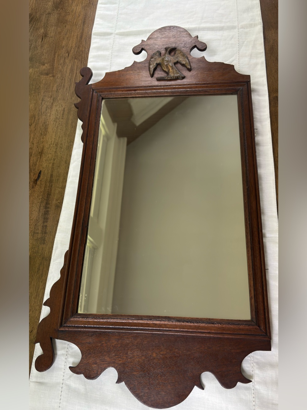 Vintage Colonial Chippendale Fretwork Wall Mirror with Gilt Eagle